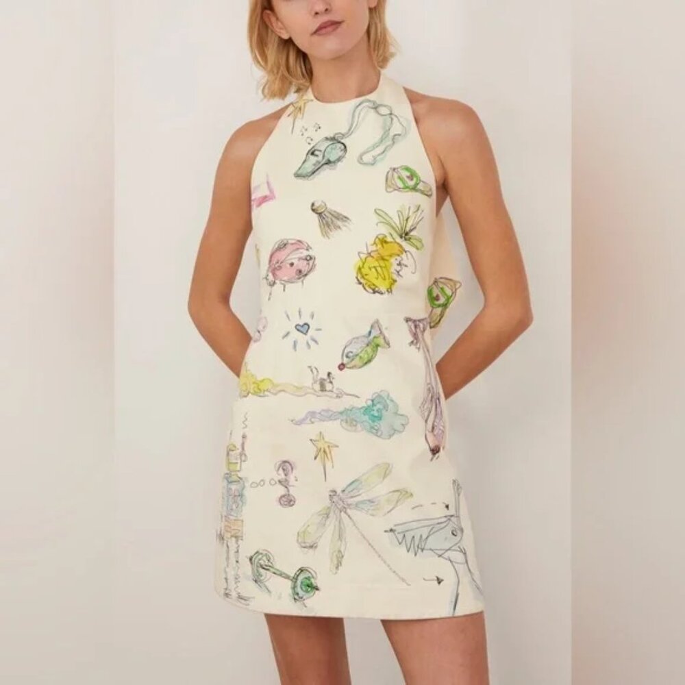 Alemais Artistic Cream Mini Dress